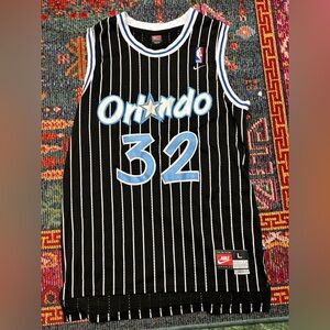 🔥 Vintage Shaquille O’NeL #32 Nike Orlando Magic Black Pinstripe Jersey LRG 🔥